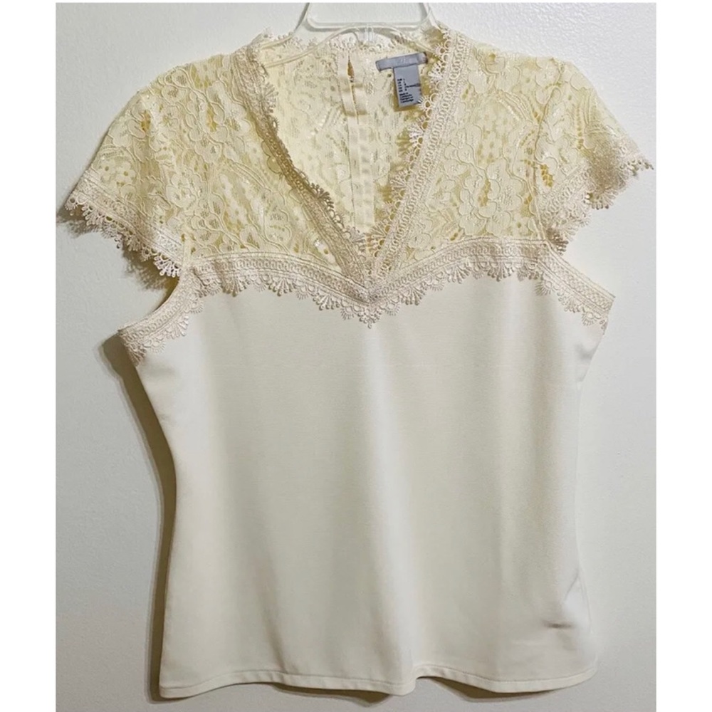H&M Ivory Lace Blouse Size Large